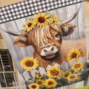 Briarwood Lane Highland Cow premium house/porch outdoor flag, fade resistant